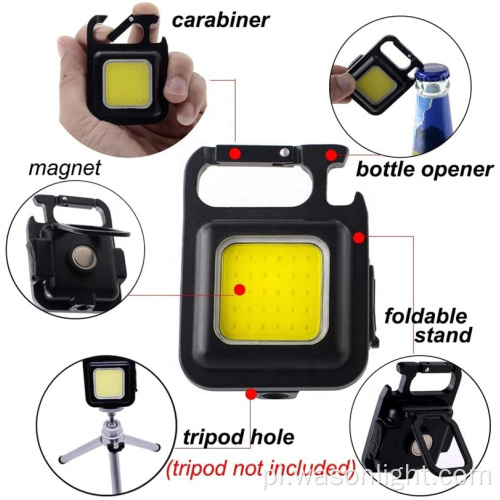Wason 2022 Nowy ładunek typu-C Super Mini Handy Pocket Cob LED Work Light Plecak Wiszący Lampka Torcha z otwieraczem butelek
